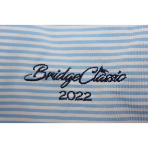 Peter Millar Polo Golf Shirt Striped Summer Comfort Blue Striped LOGO Stretch XL - Picture 11 of 11